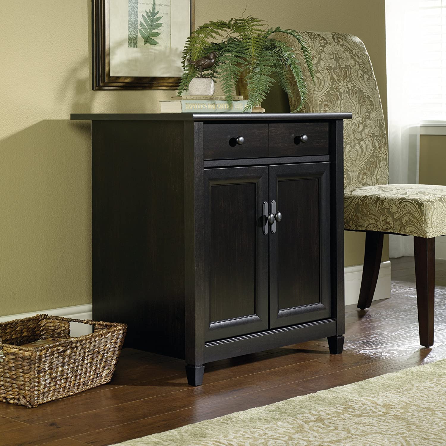 Sauder 408696 Edge Water Utility CartStand, L 28.19 x W 19.45 x H 29.02, Estate Black finish