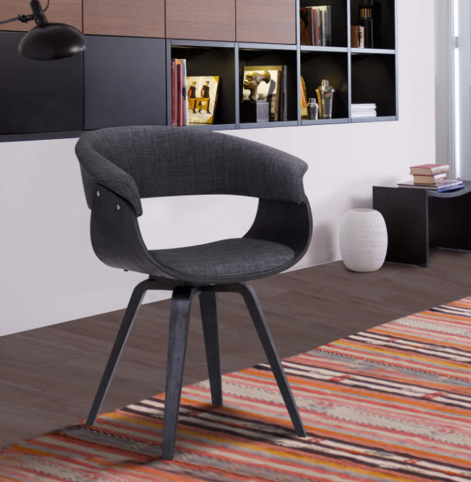 Armen Living Summer Chair in Charcoal Fabric and Walnut Wood Finish, 31