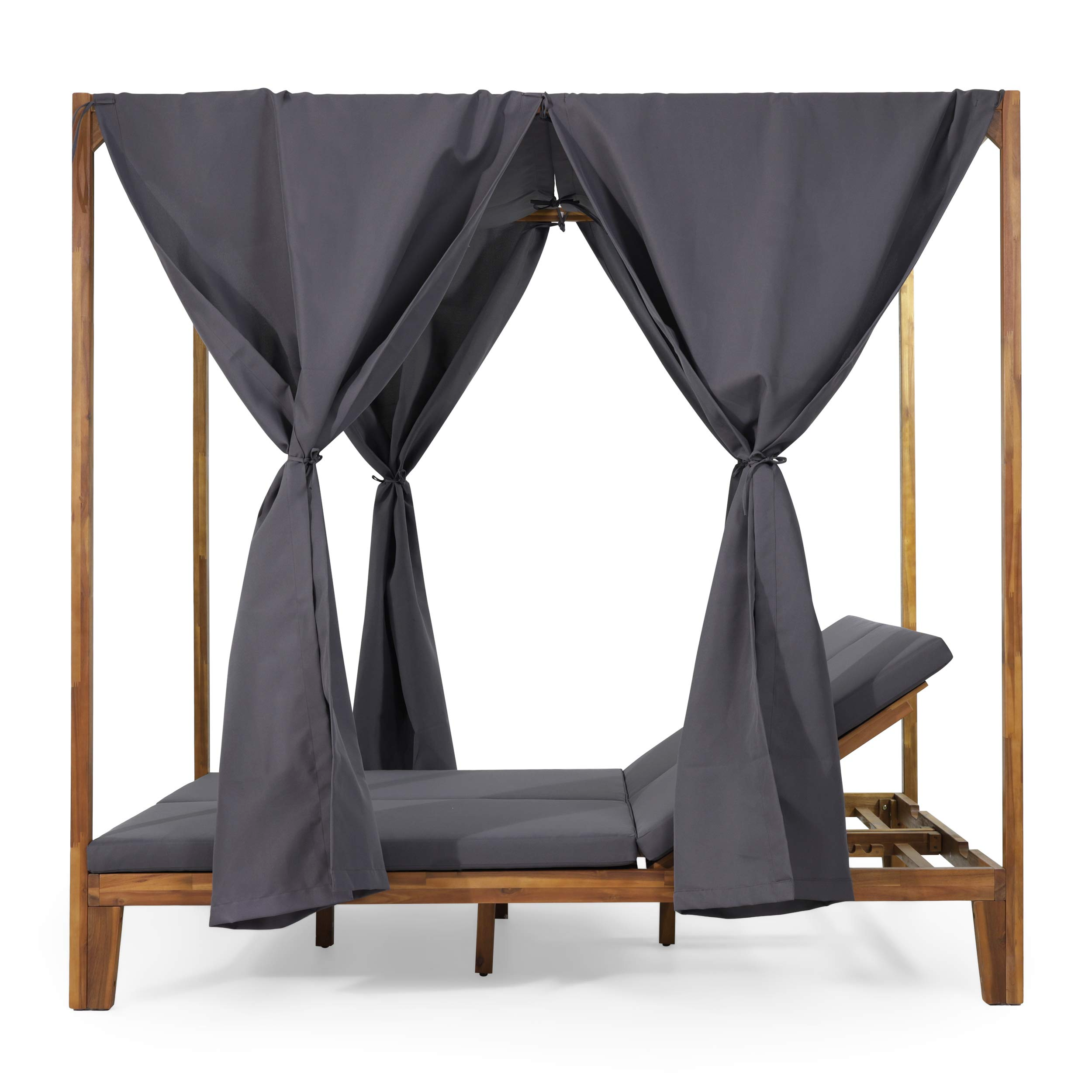 【Home&Garden】Outdoor DAYBED, Dark Grey + Teak Finish