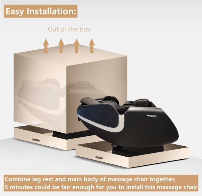 MASSAGE CHAIR RECLINER WITH ZERO GRAVITY AIRBAG MASSAGE BLUETOOTH SPEAKER FOOT ROLLER BLACK.