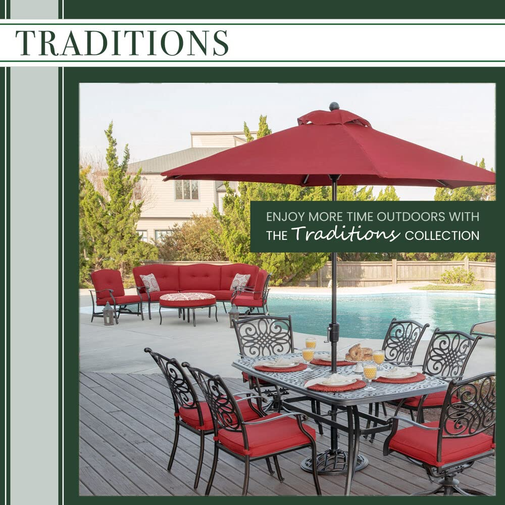 【Home&Garden】5-Piece Cast Aluminum Outdoor Patio Dining Set, 4 Swivel Rocker Chairs & 48 Round Table