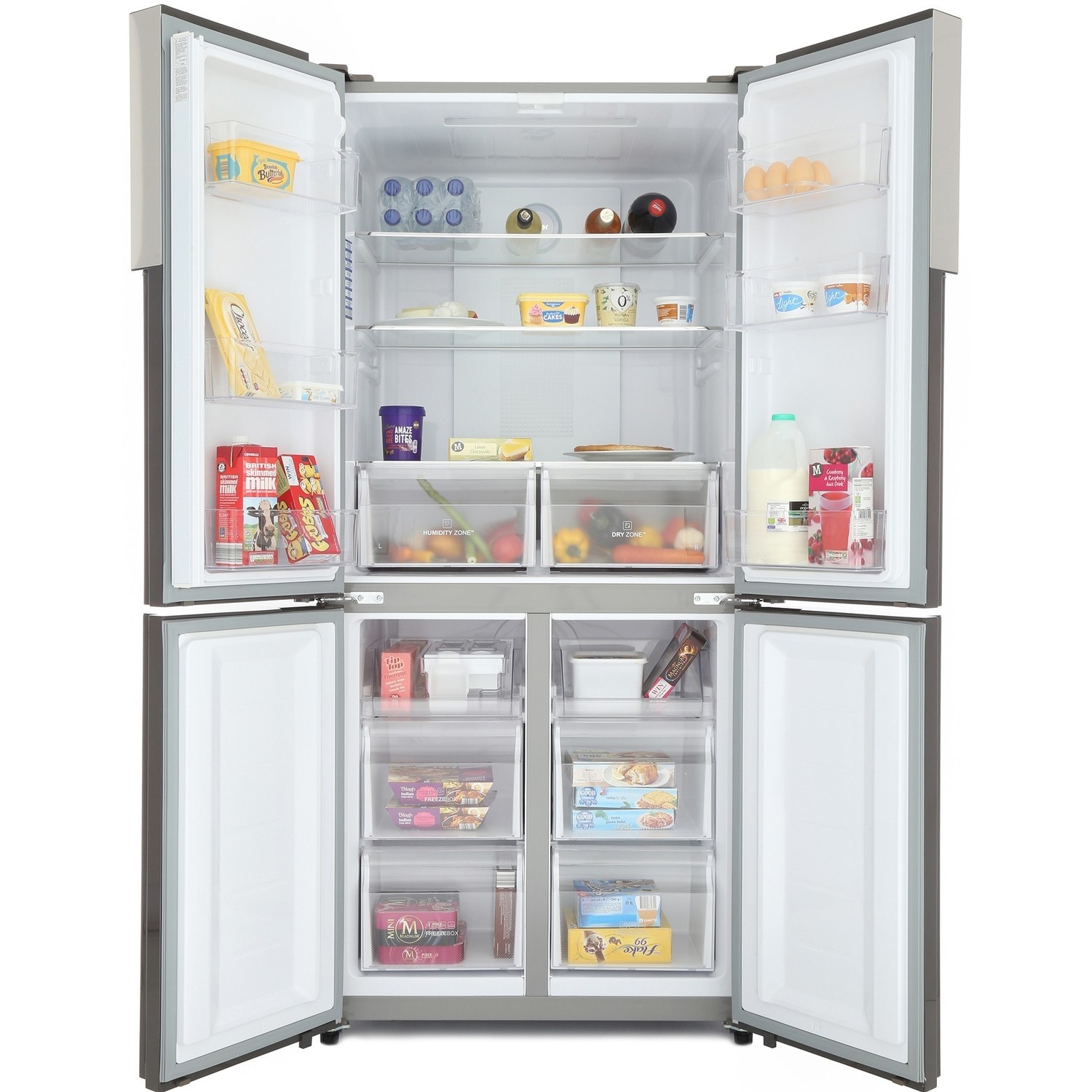 Haier 456 Litre Four Door American Fridge Freezer - Grey HTF-456DM6