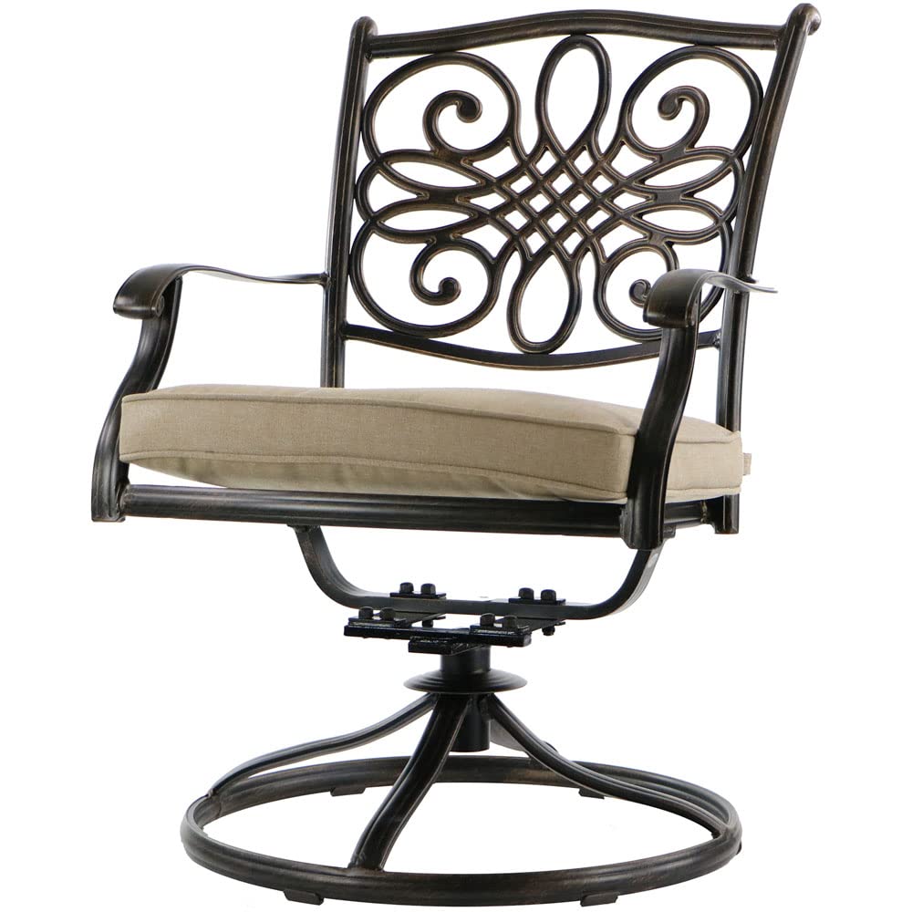 【Home&Garden】5-Piece Cast Aluminum Outdoor Patio Dining Set, 4 Swivel Rocker Chairs & 48 Round Table