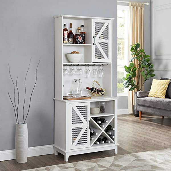 Home Source Bar Cabinet and Coffee Station (Charcoal)