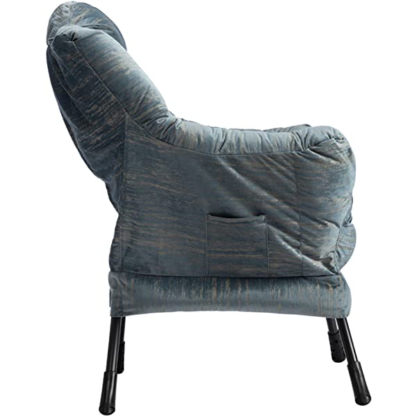 AbocoFur Modern Large Cotton Fabric Lazy Chair，Accent Contemporary Lounge Chair, Single Steel Frame Leisure Sofa Chair with Armrests and A Side Pocket, Beige