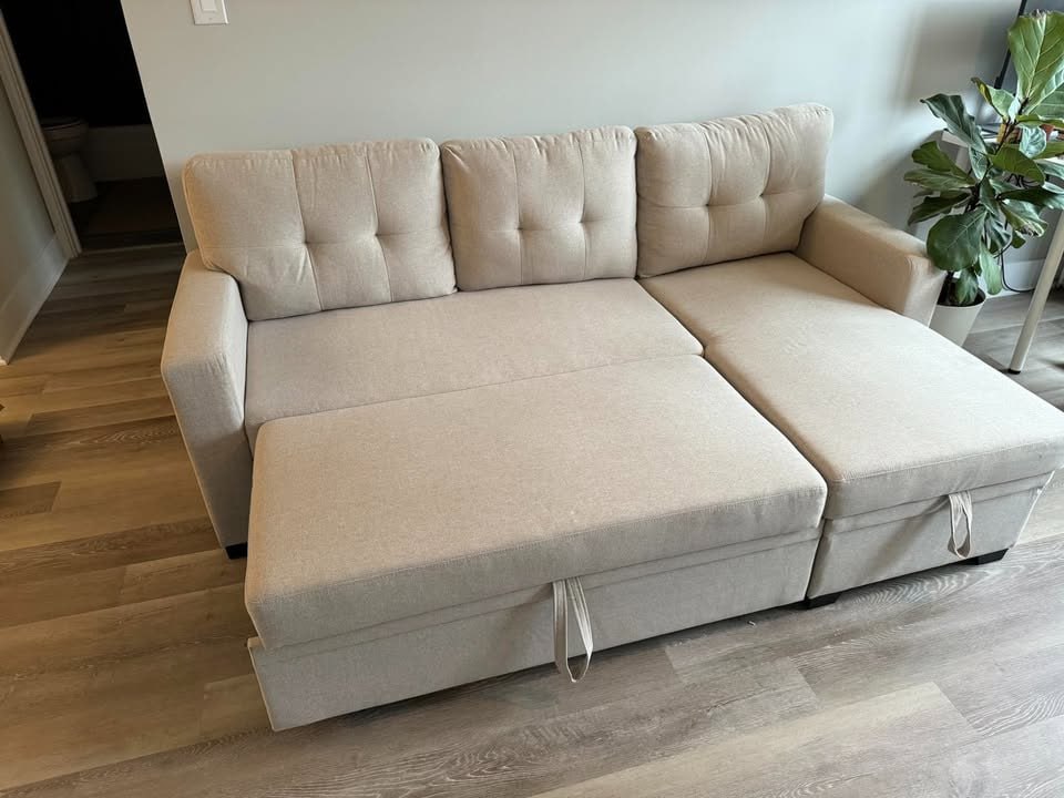 Devion Furniture Contemporary Reversible Sectional Sleeper Sectional Sofa with S