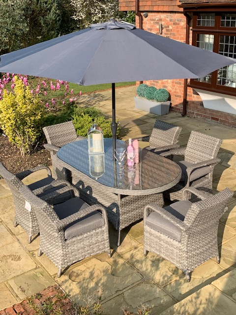 6 Savannah Armchairs 1.8 mtr Oval Set