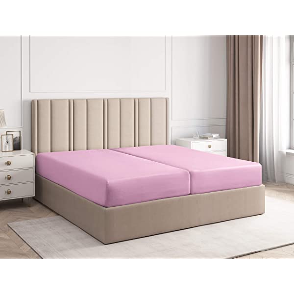 Queen Fitted Sheet - Single Fitted Deep Pocket Sheet - Fits Mattress Perfectly - Soft Wrinkle Free Sheet - 1 Fitted Sheet Only – Light Pink Queen Light Pink