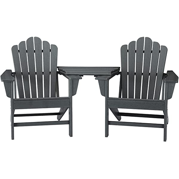 Ehomeline Classic Outdoor Adirondack Chairs with Connecting Plate Set of 3 for Garden Porch Patio Deck Backyard, Weather Resistant Accent Furniture, Blue