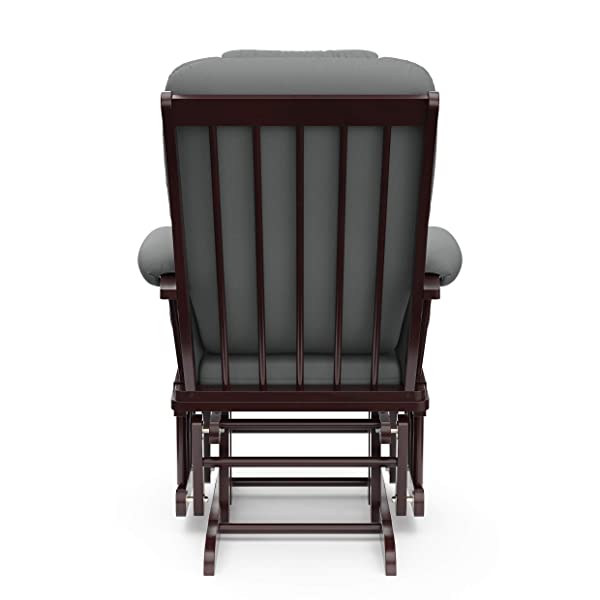 Storkcraft Tuscany Custom Glider and Ottoman with Free Lumbar Pillow, Black/Grey, Cleanable Upholstered Comfort Rocking Nursery Chair with Ottoman Black/Gray