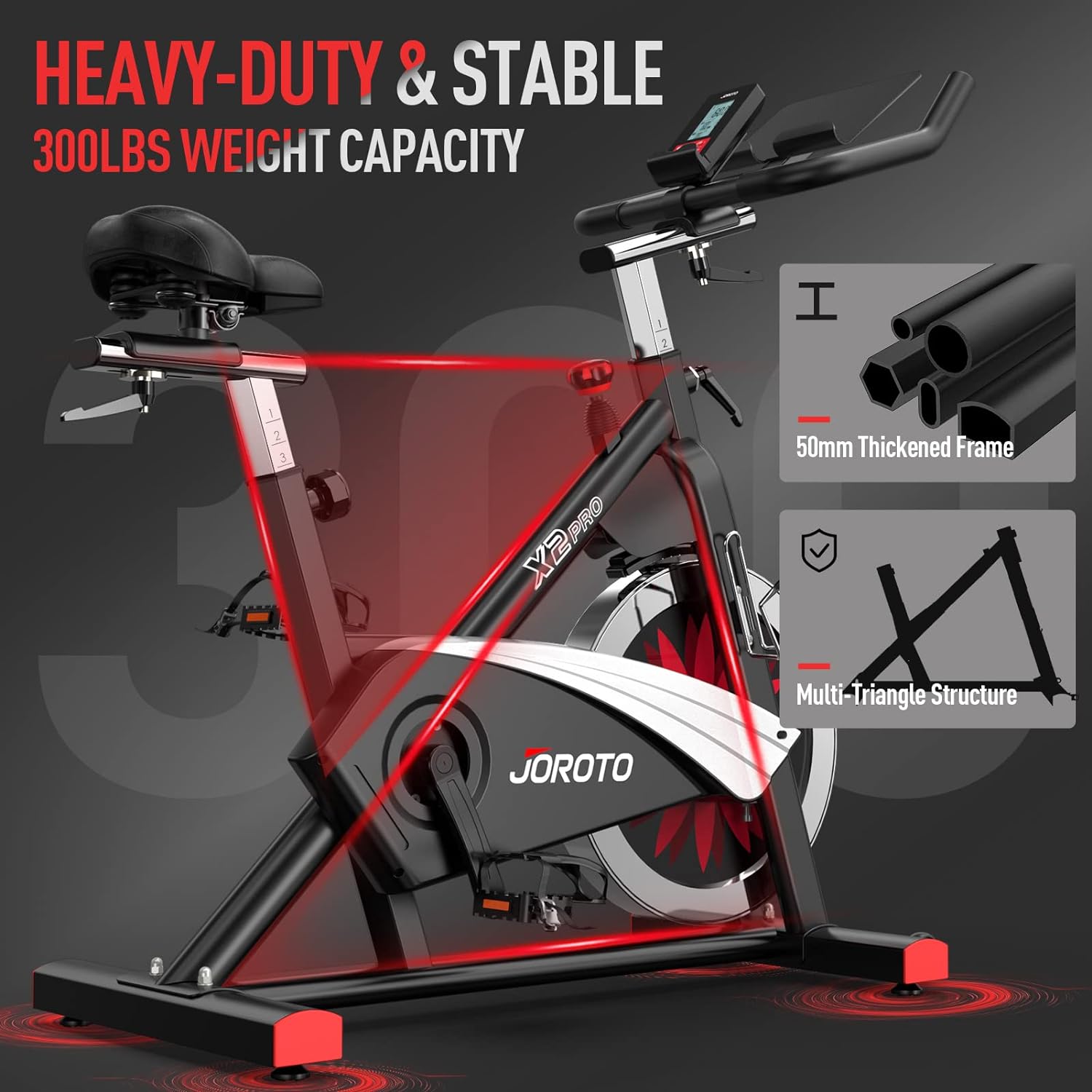 JOROTO X2 Exercise Bike for Home Use | X2PRO Bluetooth Magnetic Belt Drive Indoor Cycling Bike with 16KG Flywheel