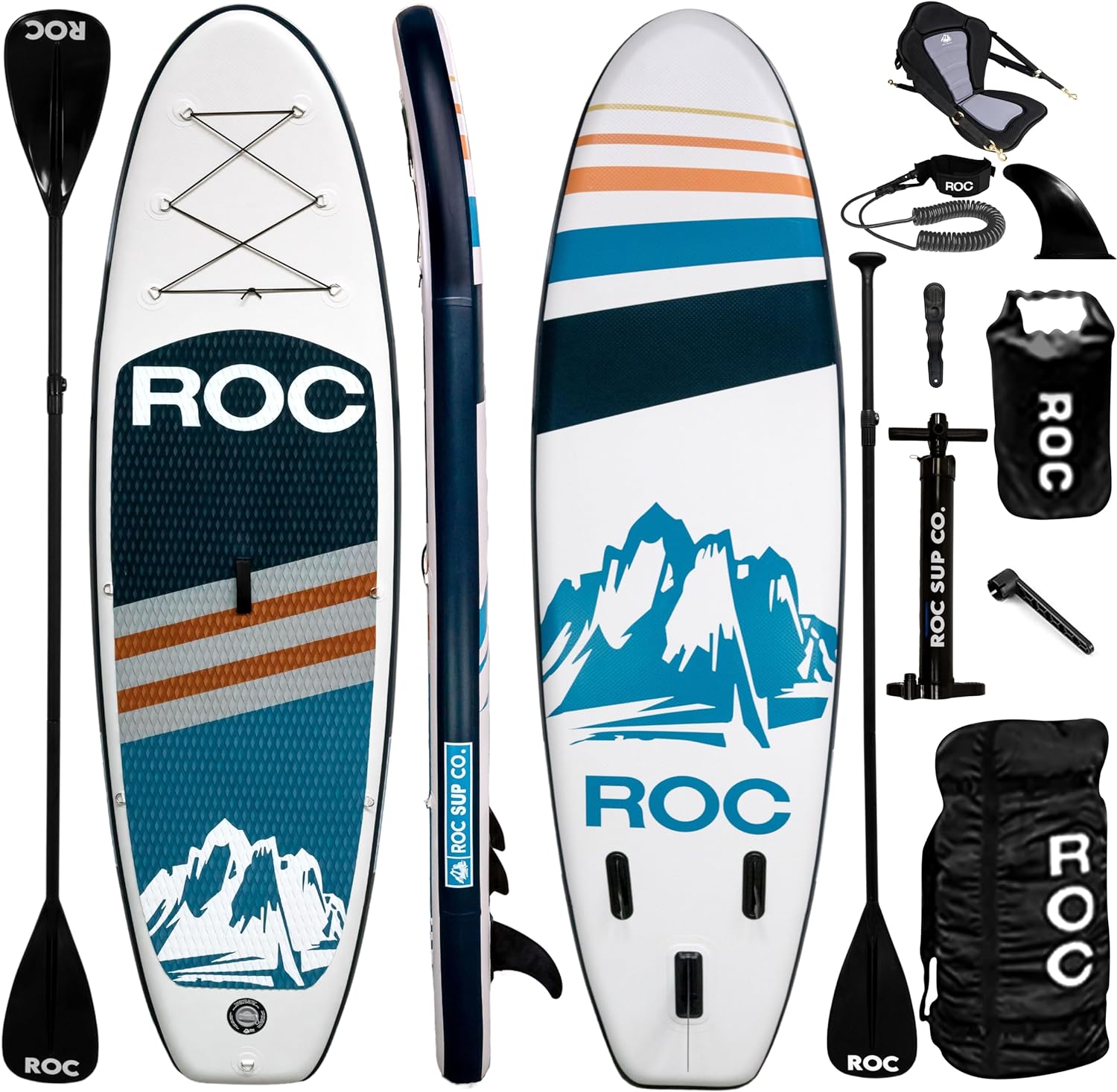 Roc Inflatable Stand Up Paddle Boards with Premium SUP Paddle Board Accessories, Wide Stable Design, Non-Slip Comfort Deck for Youth & Adults