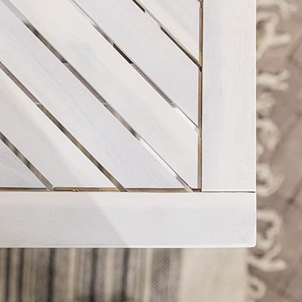 Walker Edison 5 Person Outdoor Wood Chevron Patio Furniture Dining Set Table Chairs Bench All Weather Backyard Conversation Garden Poolside Balcony, 4 Piece, Brown Brown 4 Piece Dining Set