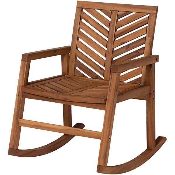 Walker Edison 5 Person Outdoor Wood Chevron Patio Furniture Dining Set Table Chairs Bench All Weather Backyard Conversation Garden Poolside Balcony, 4 Piece, Brown Brown 4 Piece Dining Set