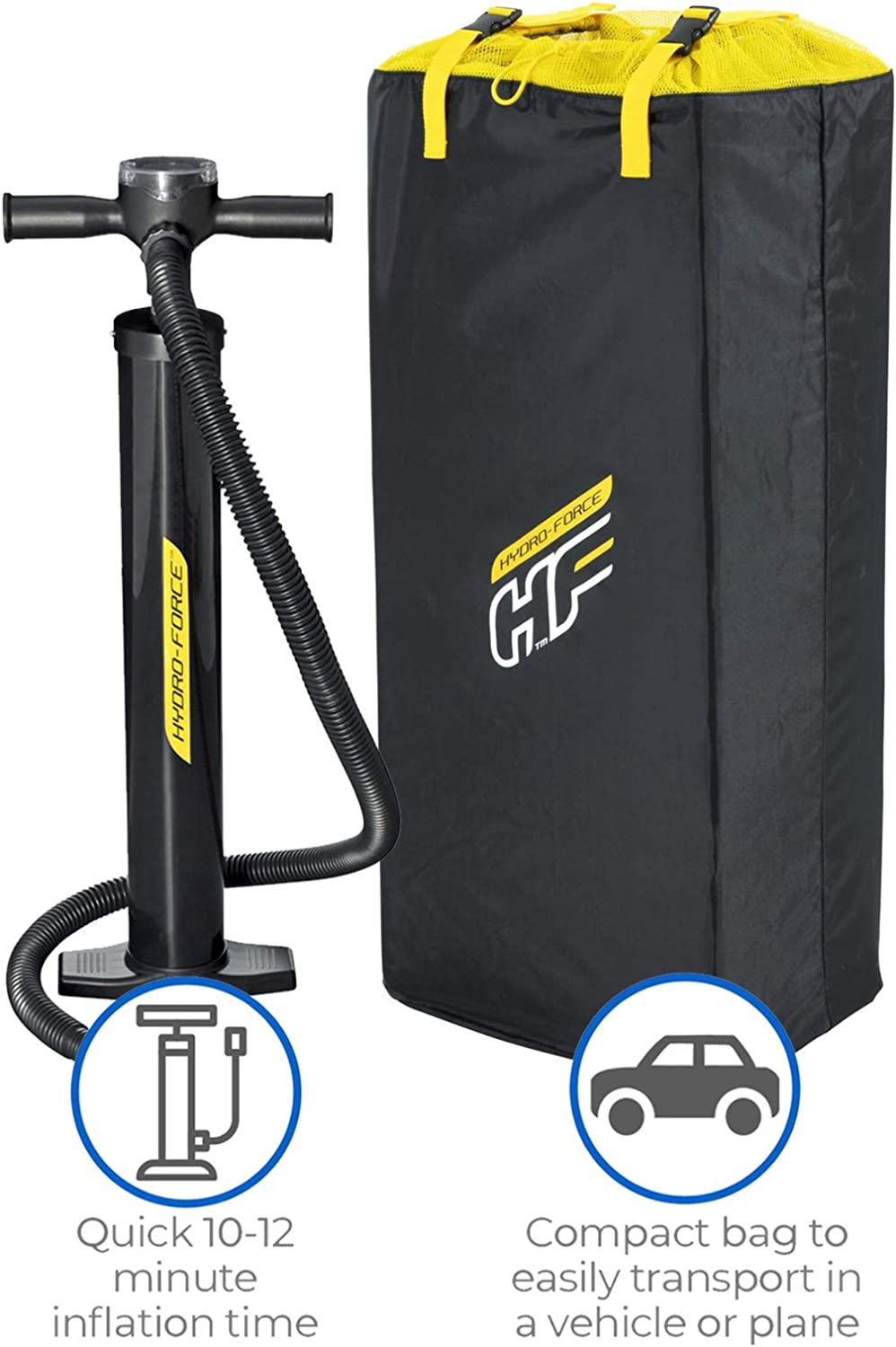 Hydro-Force SUP, Inflatable Stand Up Paddle Board, Complete Set with Kayak Conversion Kit