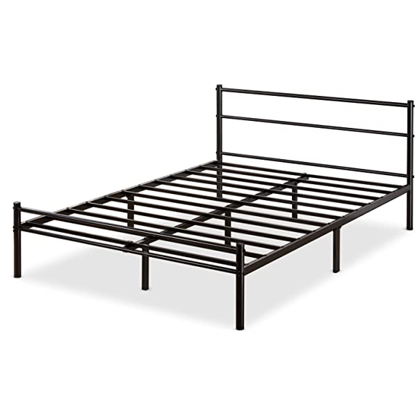 Zinus Geraldine 12 inch White Metal Platform Bed Frame with Headboard and Footboard / Premium Steel Slat Support / Mattress Foundation, Full White Full Bed Frame