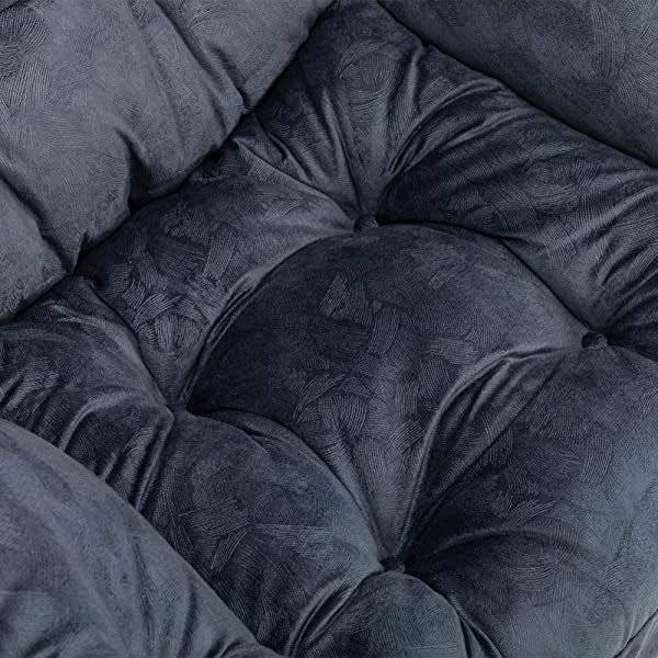 AbocoFur Modern Large Cotton Fabric Lazy Chair，Accent Contemporary Lounge Chair, Single Steel Frame Leisure Sofa Chair with Armrests and A Side Pocket, Beige