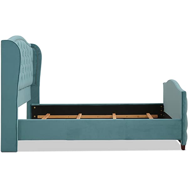 Jennifer Taylor Home Marcella Collection Queen Wingback Tufted Hand-Applied Nail Heads Upholstered Bed, Antique White Antique White Queen