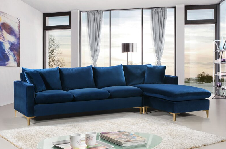 Adedapo 110″ Wide Velvet Reversible Sofa & Chaise