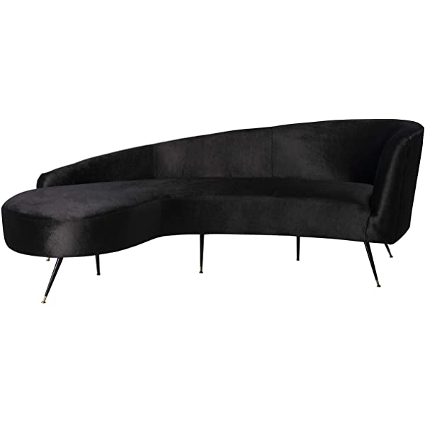 Safavieh Couture Home Evangeline Modern Glam Champagne Velvet and Black Parisian Sofa Champagne/Black