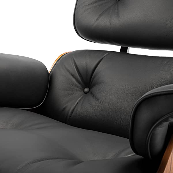 Mid Century Lounge Chair and Ottoman, Modern Chair Classic Design, Top Grain Leather Palisander Wood, Heavy Duty Base Support for Living Room, Study, Lounge, Office (Nomal, Style1-1) Nomal Style1-1