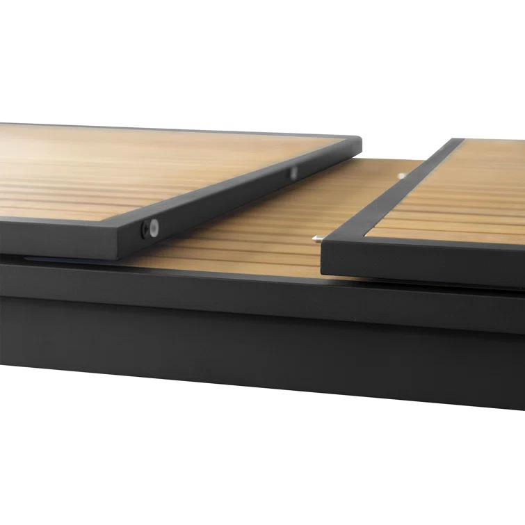 Heck Rectangular 8 - Person Outdoor Dining Set with Extension Teak Tabletop