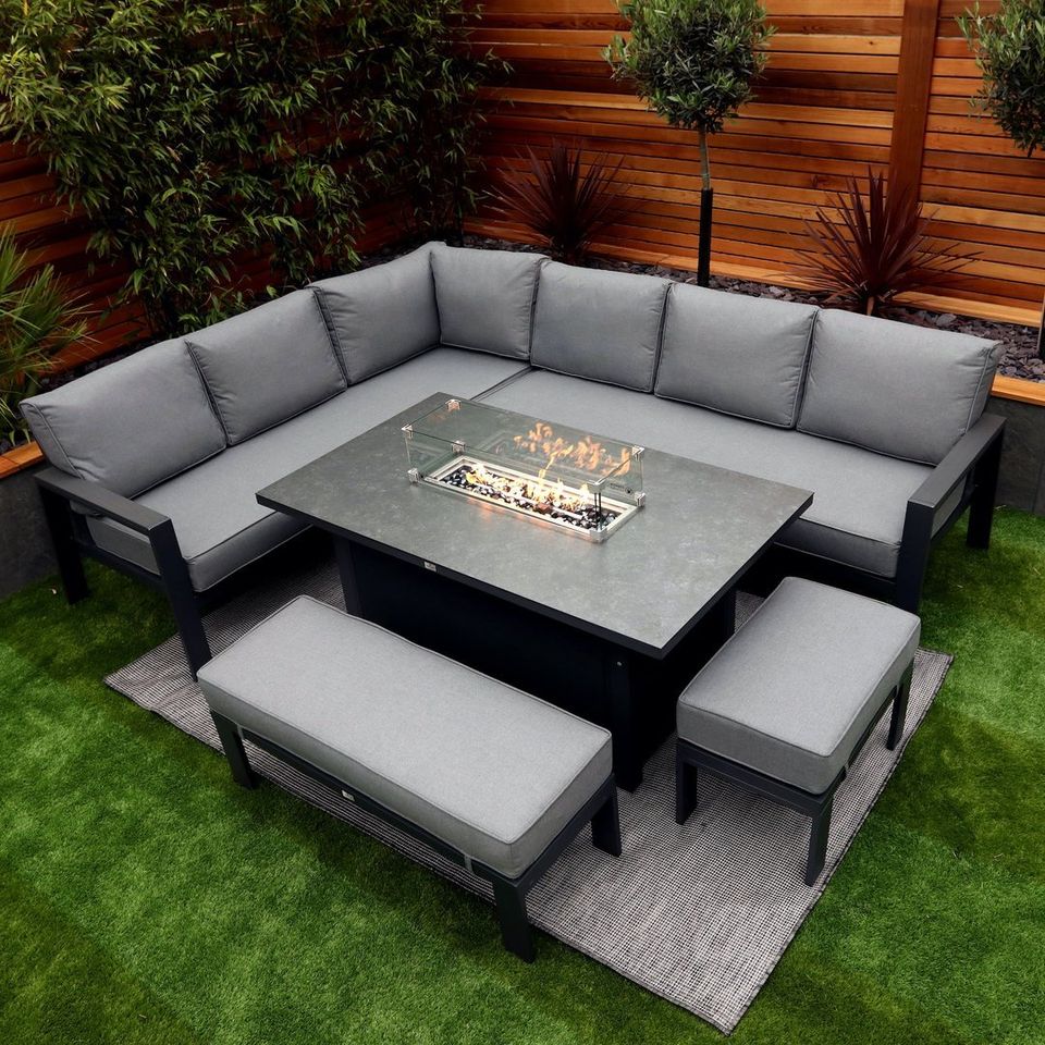 【Furniture】【BS】Monaco Luxury Large Grey Rattan Garden Sofa Set 10 Piece Semi Circle