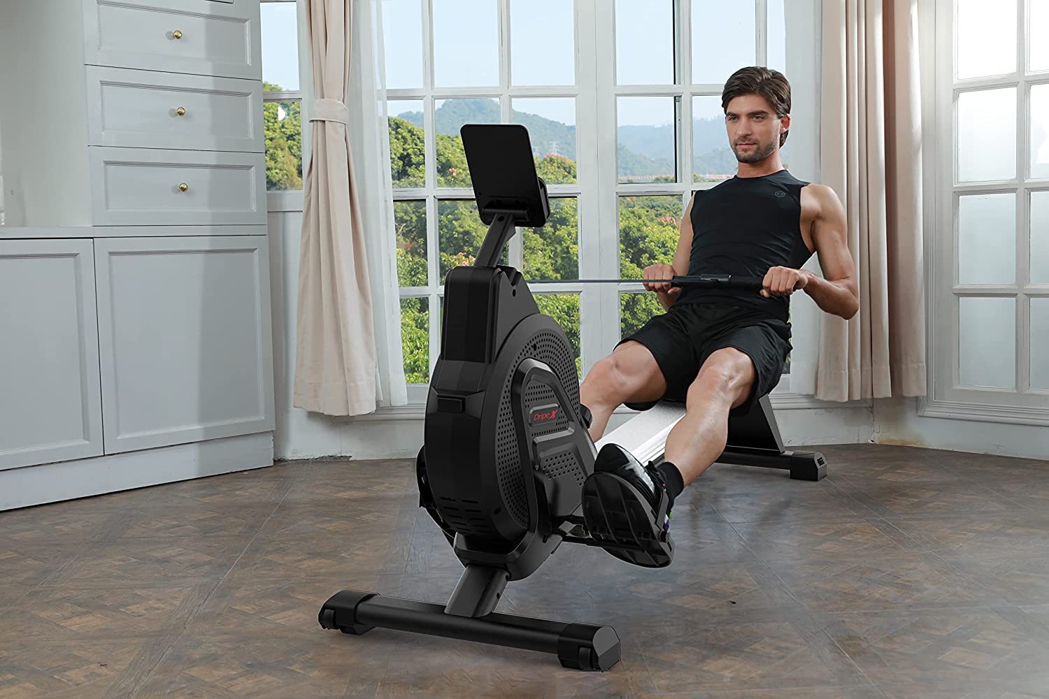 Dripex Magnetic Rowing Machine for Home Use Rower Machine for Home Gym & Cardio Training Rower with Aluminum Slide Rail, 16 Adjustable Resistance & LCD Monitor