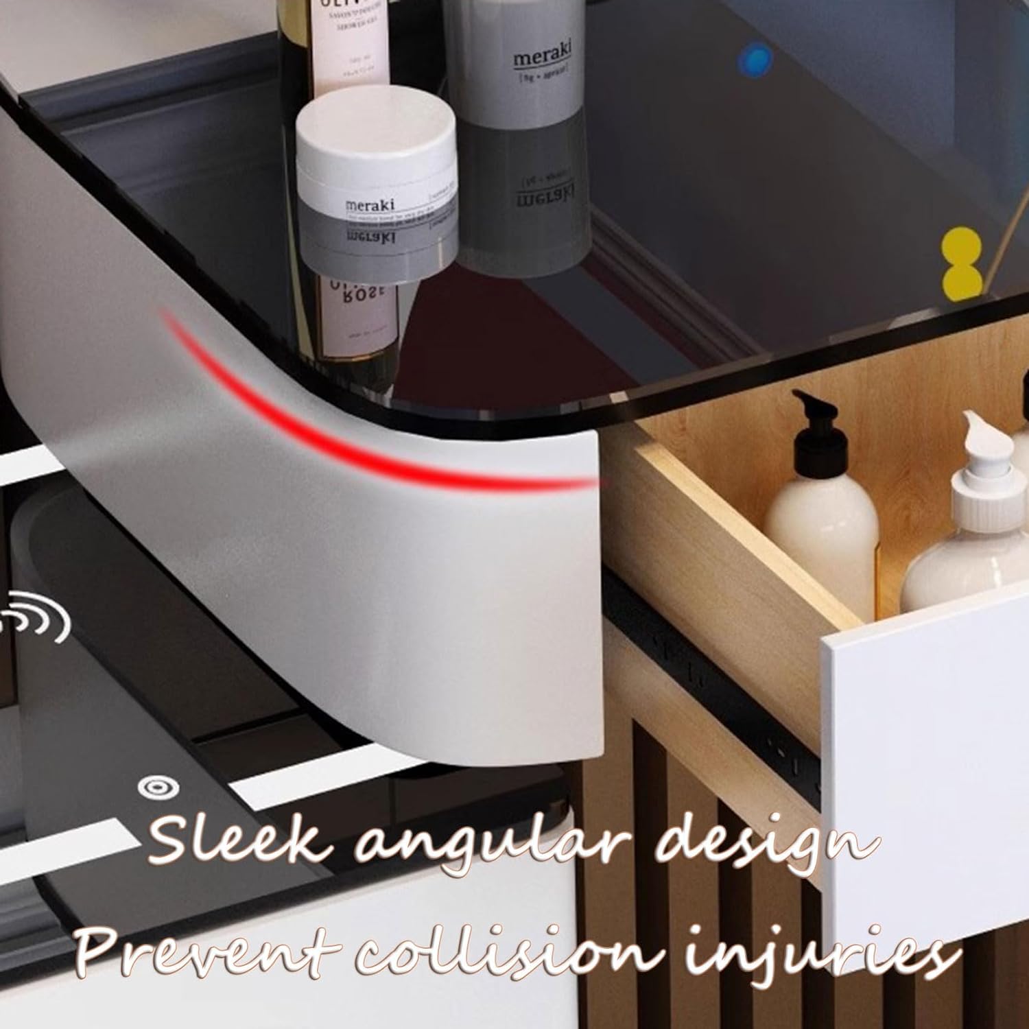 GOOCOO Dressing Table - Makeup Vanity Desk with Wireless Charging Station and Bluetooth Speaker - Vanity Set Contains Makeup Mirror, 5 Drawers and Makeup Stool for Bedroom